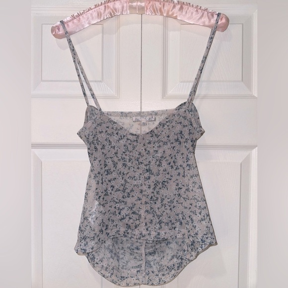 Reformation Kynlee sheer knit mesh floral Ruched Camisole top. Size Small - Picture 12 of 13